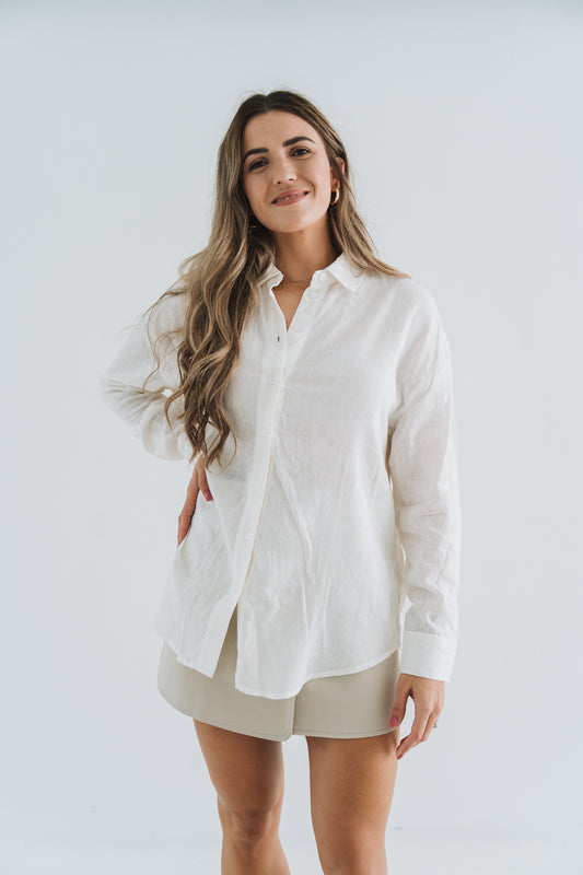Linen Blouse White | One Size / Fits 30-34