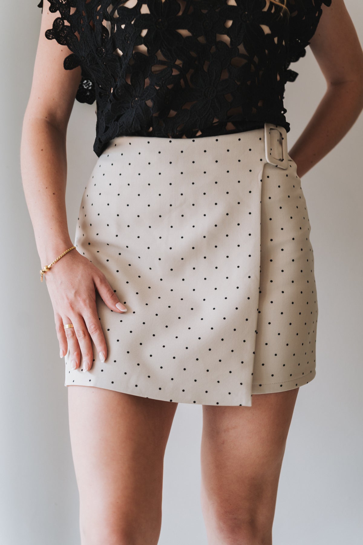Tiny Polka Skirt Cream