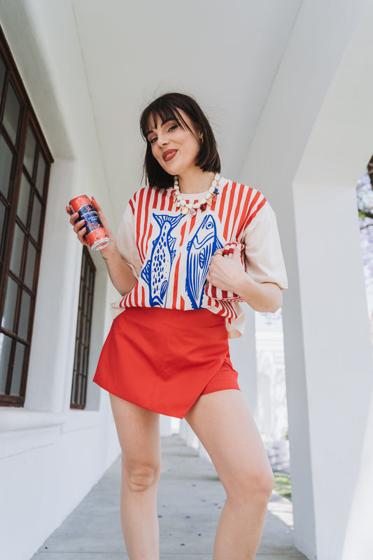 Sardine Tee Red | One Size / Fits 30-36