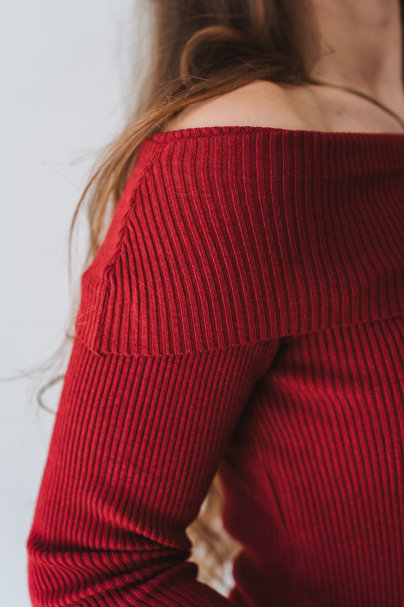 Off Shoulder Knit Burgundy