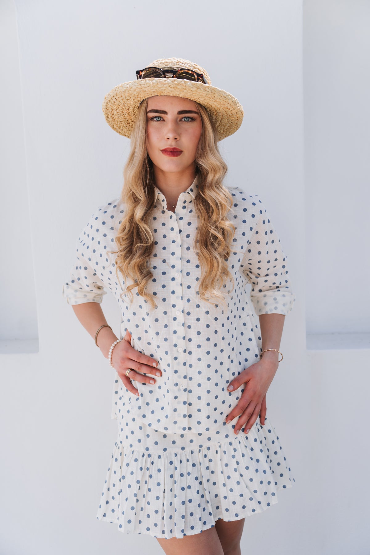 Polka Blouse Blue | One Size / Fits 30-34
