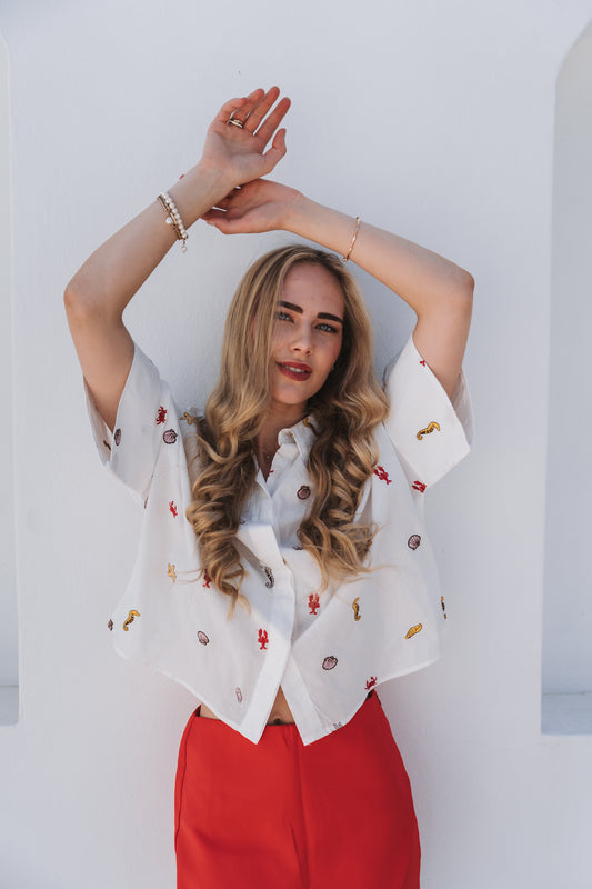 Lobster Blouse White | One Size / Fits 32-36