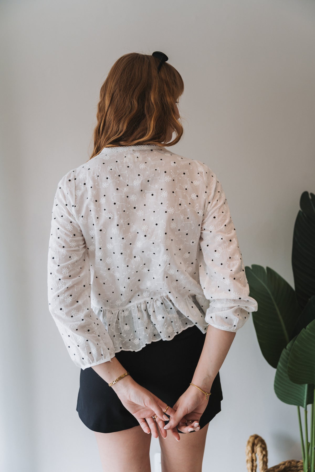 Polka Frill Blouse | One Size / Fits 30-34
