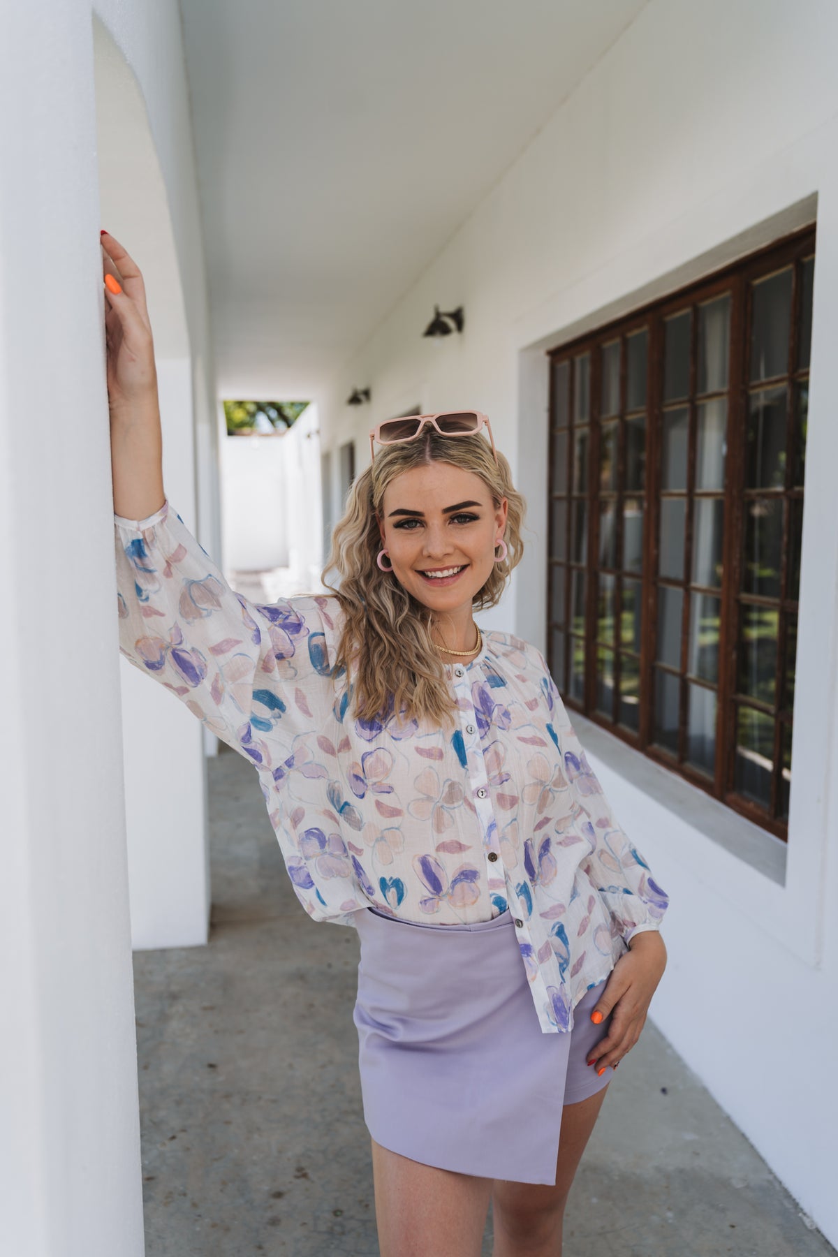 Lilac Floral Blouse | One Size / Fits 30-36