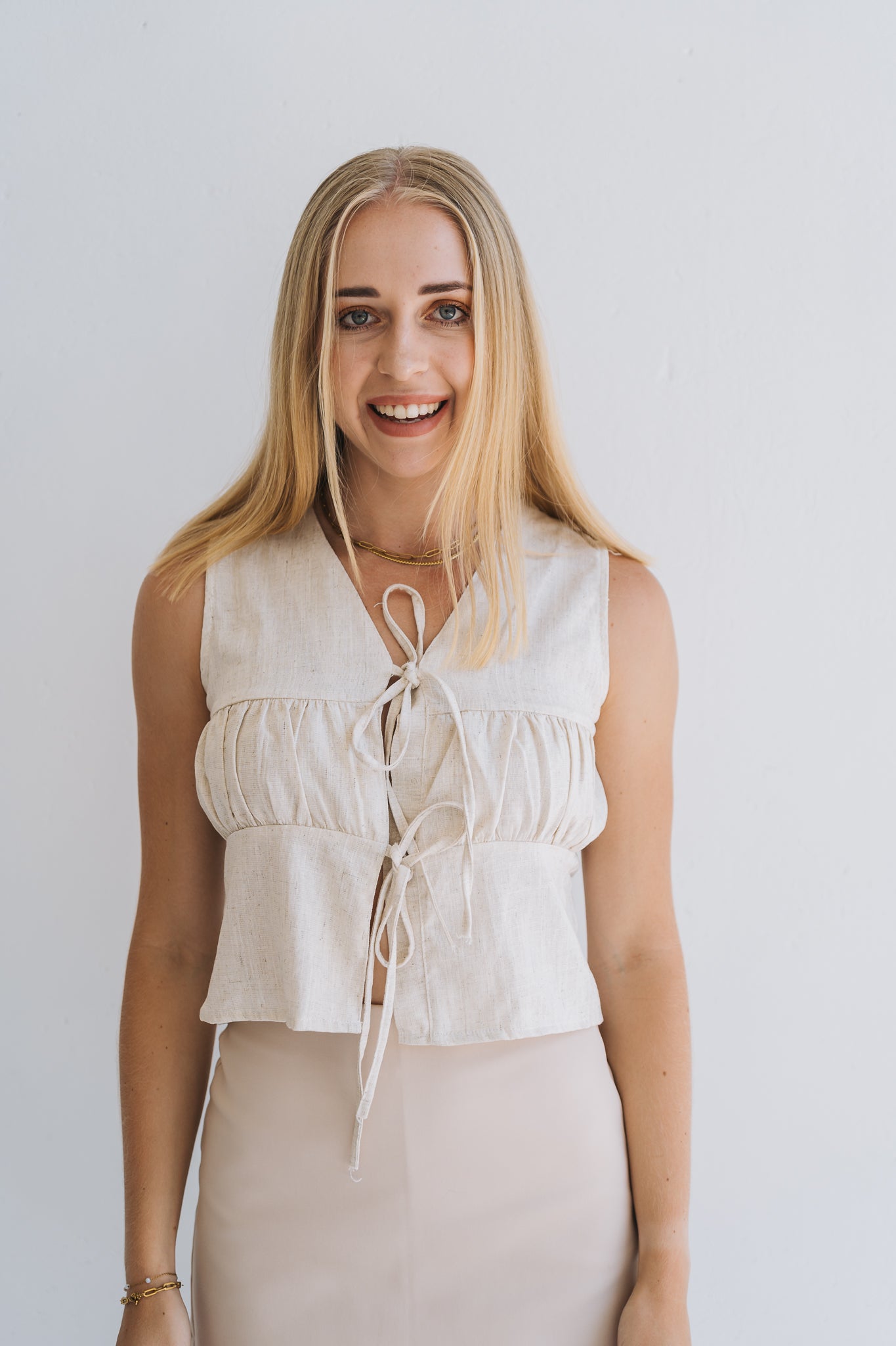 Lola Linen Top Cream