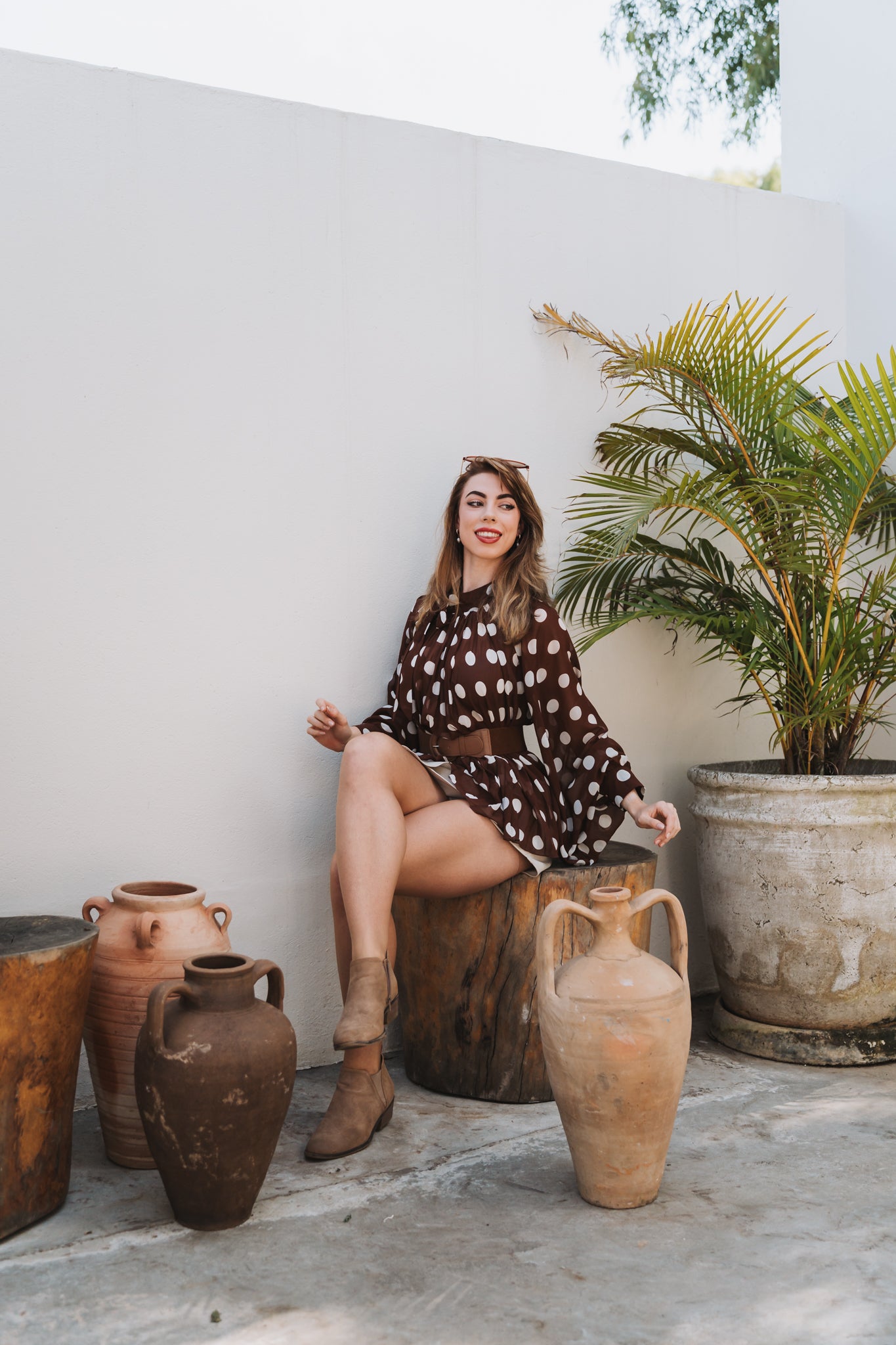 Polka Top Brown
