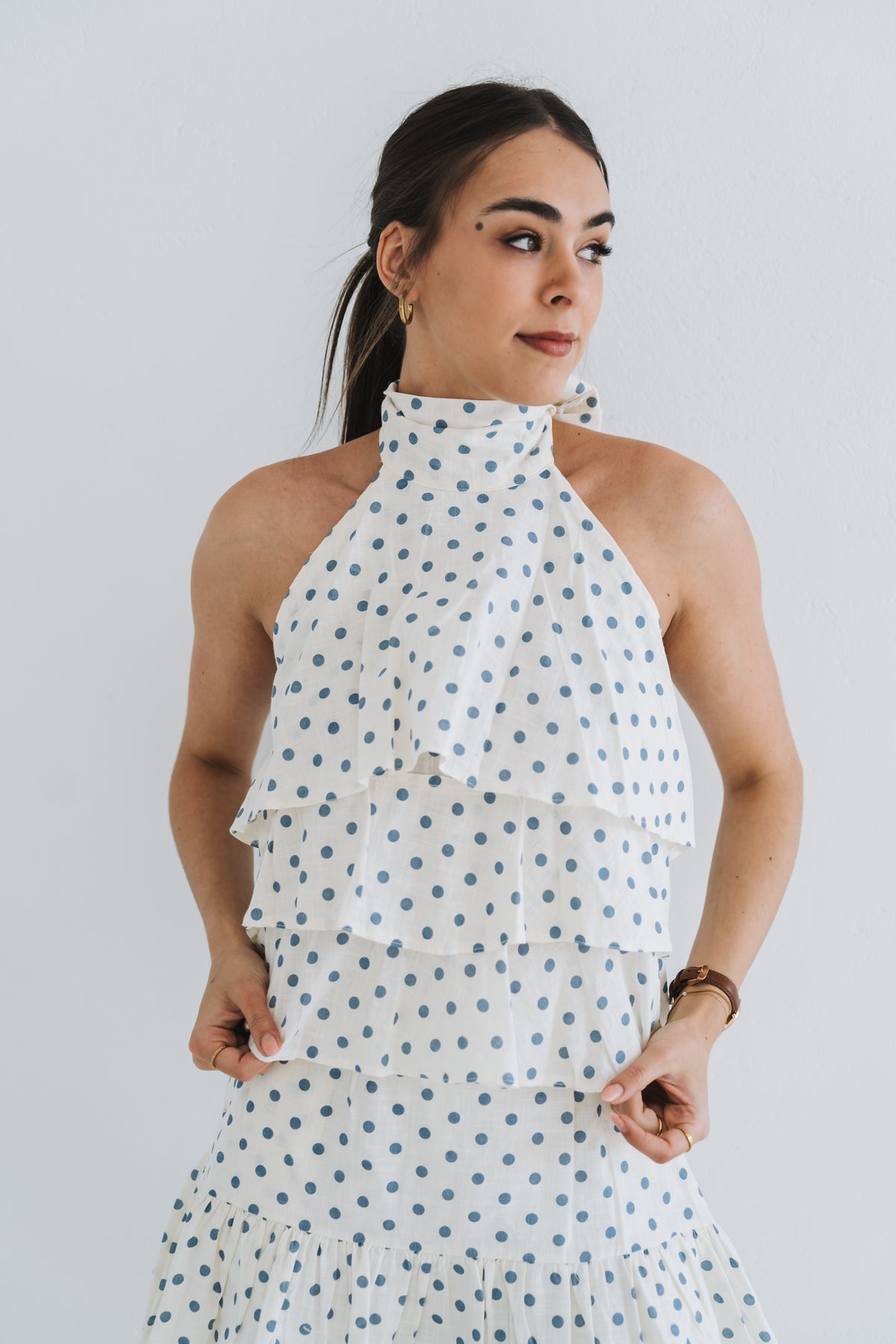 Polka Halter Top Blue | One Size/ Fits 30-34