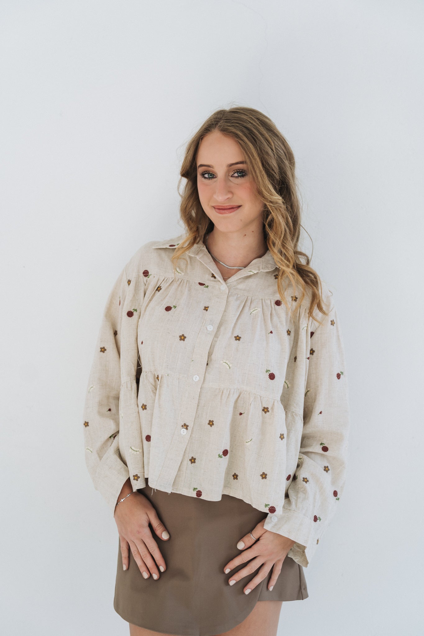 Lino Set Blouse Stone | One Size / Fits 32-36