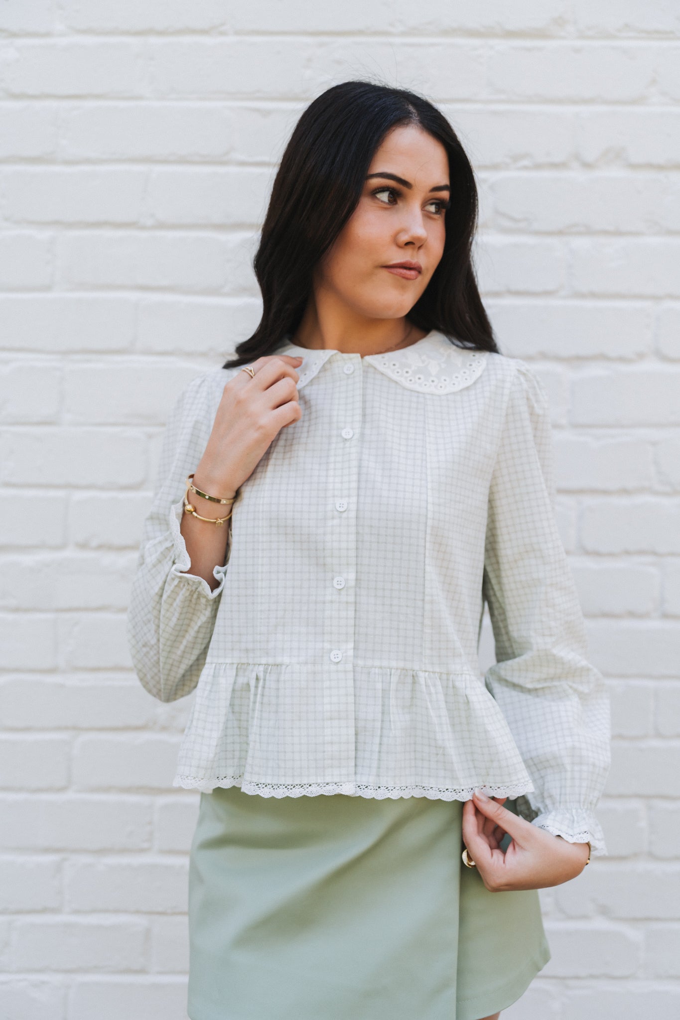 Della Blouse Mint | One Size / Fits 30-32