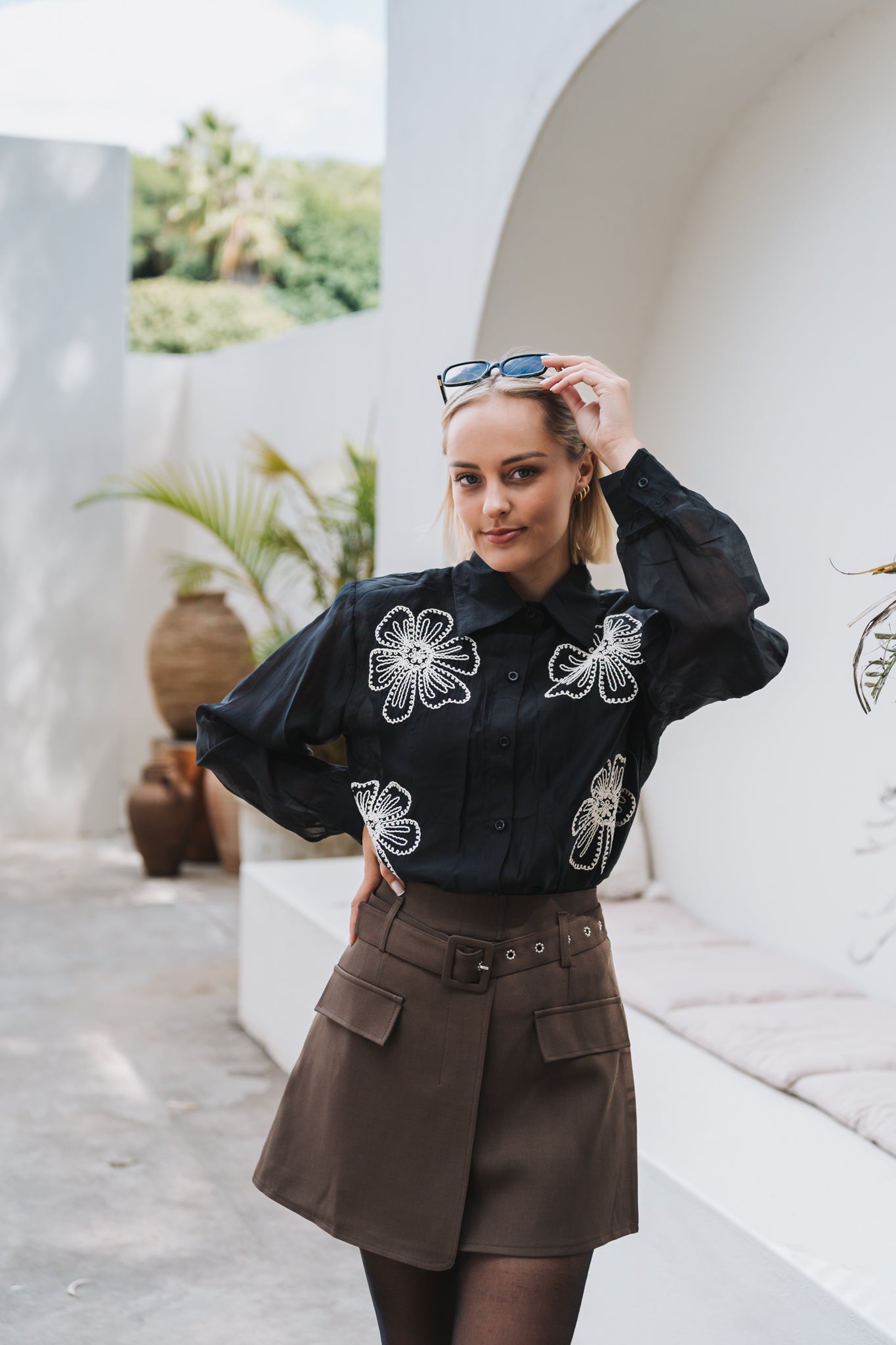 Embossed Blouse Black