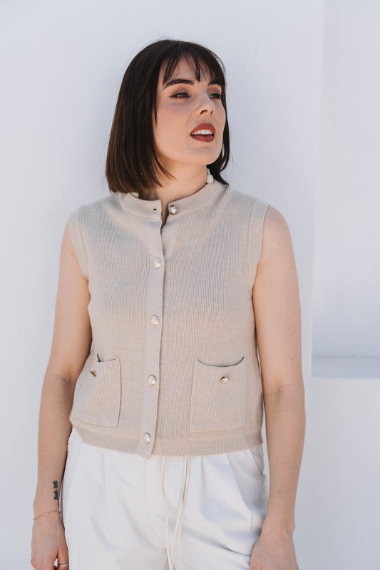 Mona Waistcoat Stone | One Size / Fits 30-34