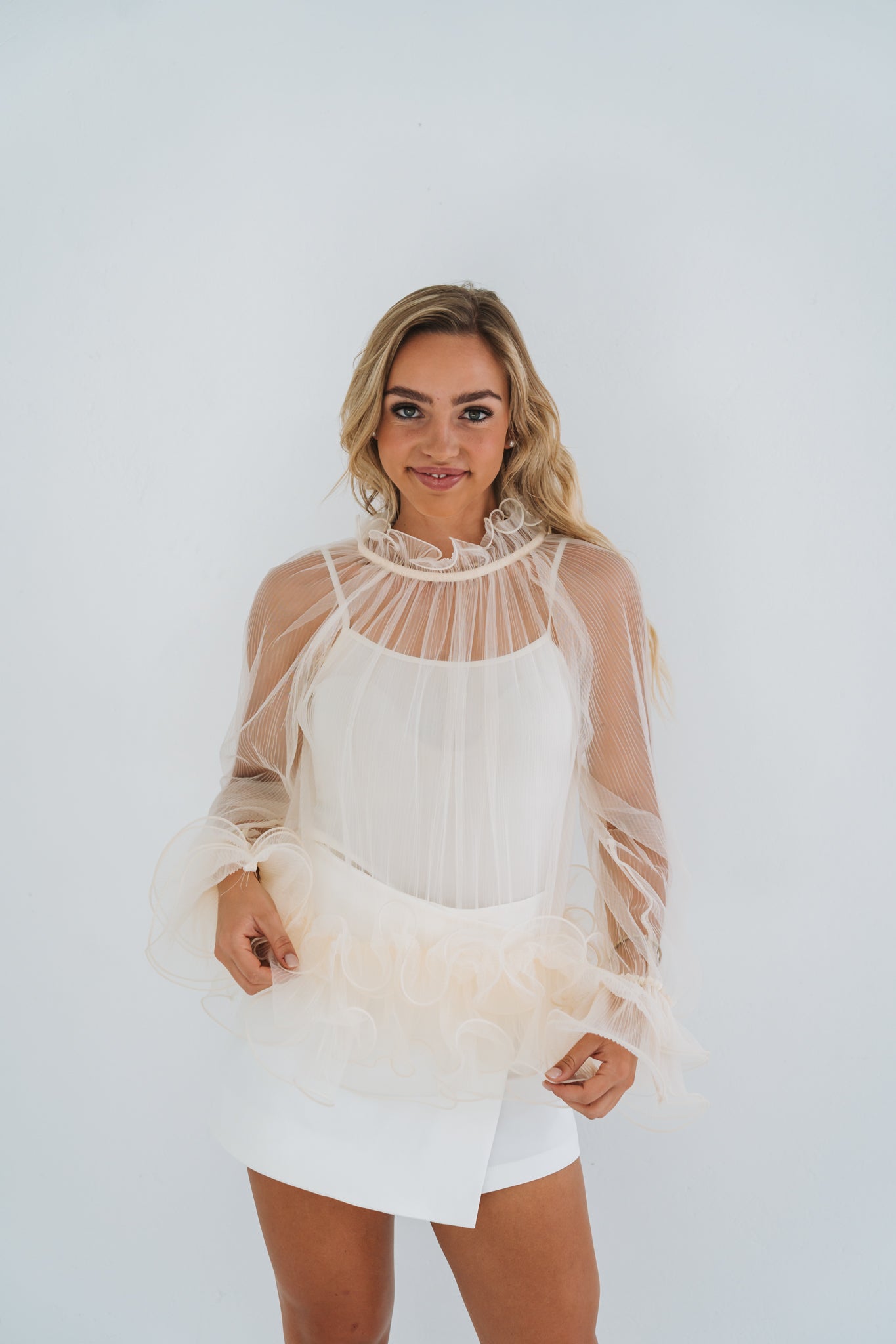 Sabrina Mesh Top Cream | One Size / Fits 30-34