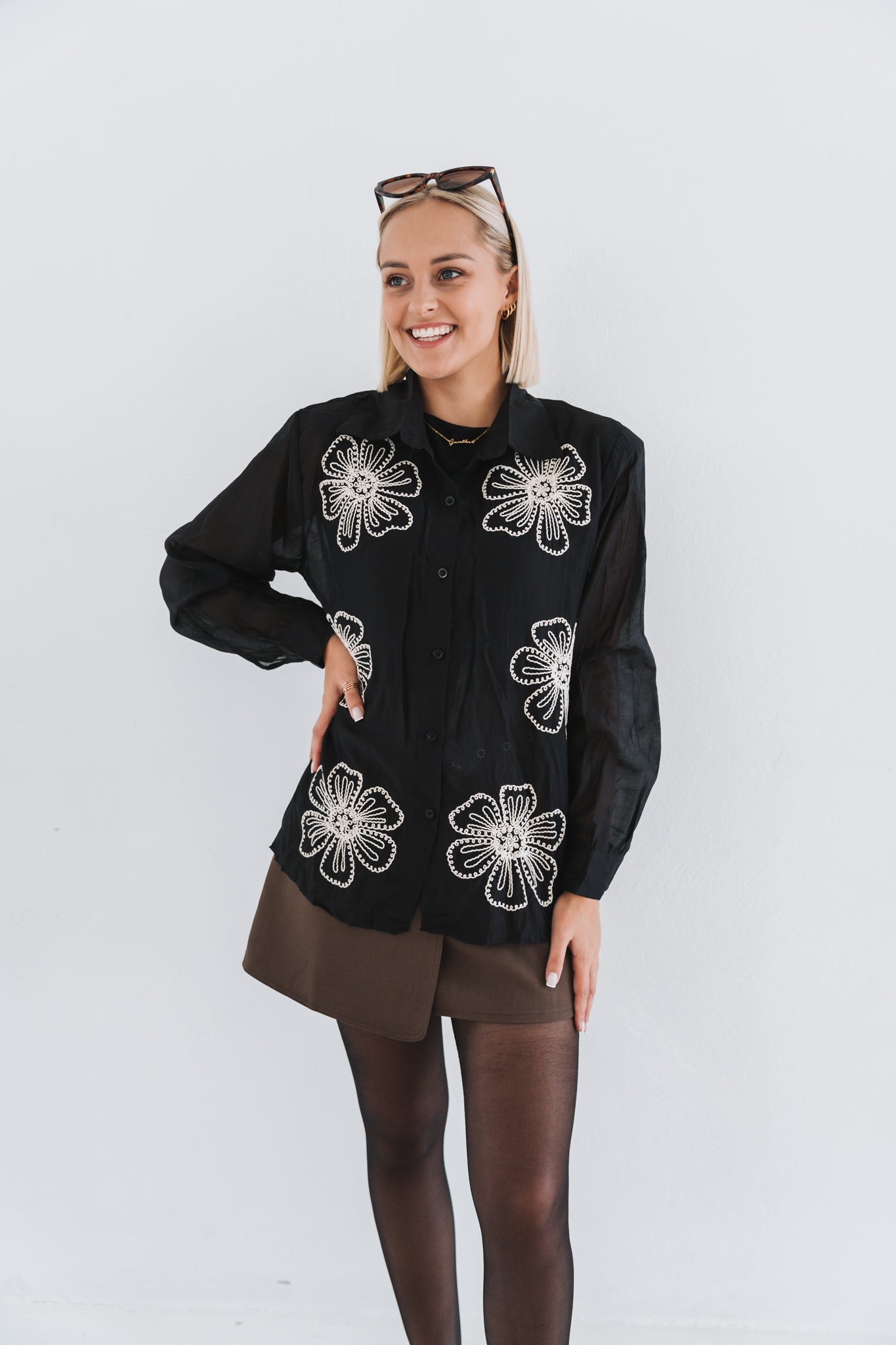 Embossed Blouse Black