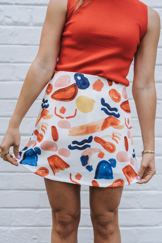 Abstract Print Skort