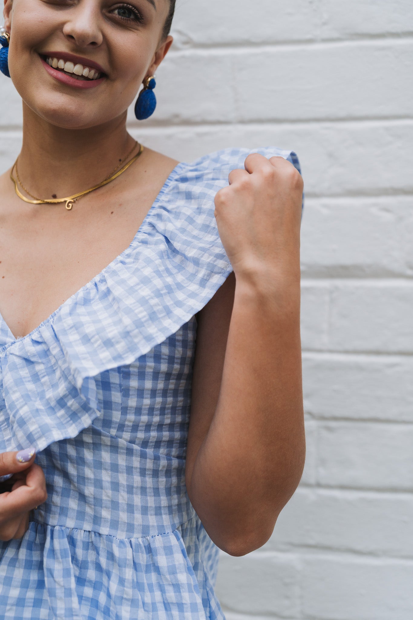 Picnic Frill Top Blue