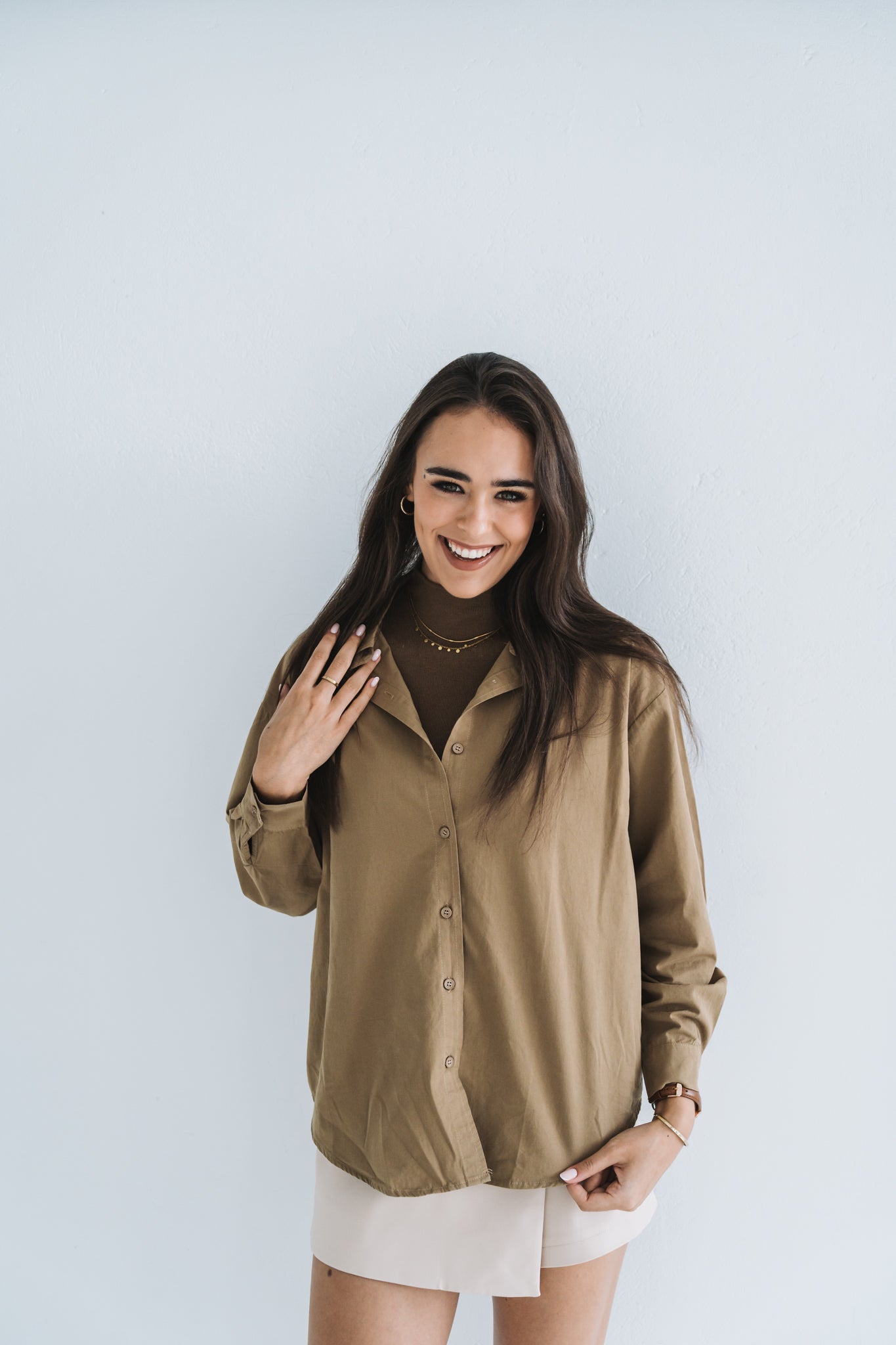 Cotton Blouse Olive | One Size / Fits 32-36