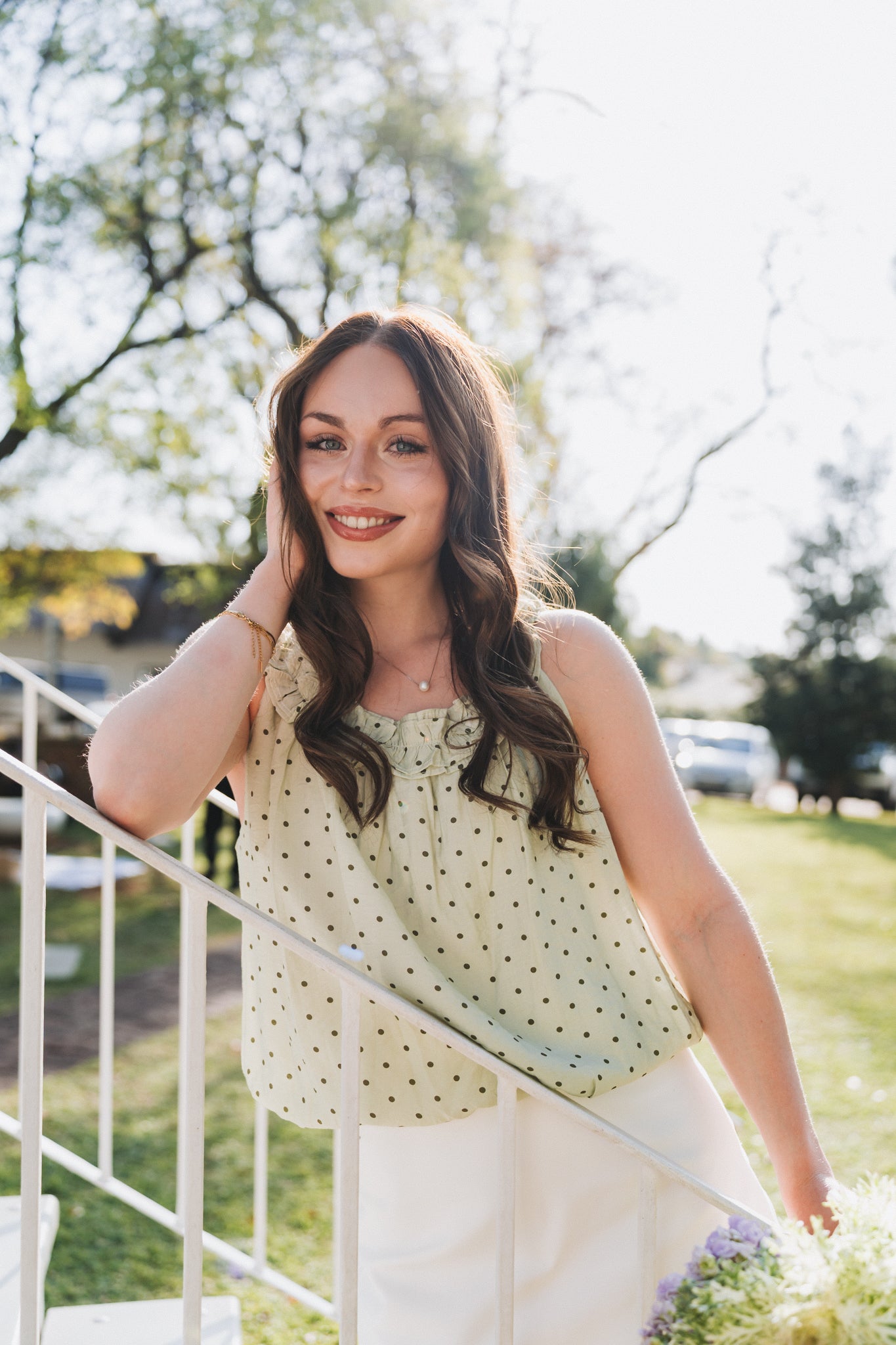Becky Polka Top Green