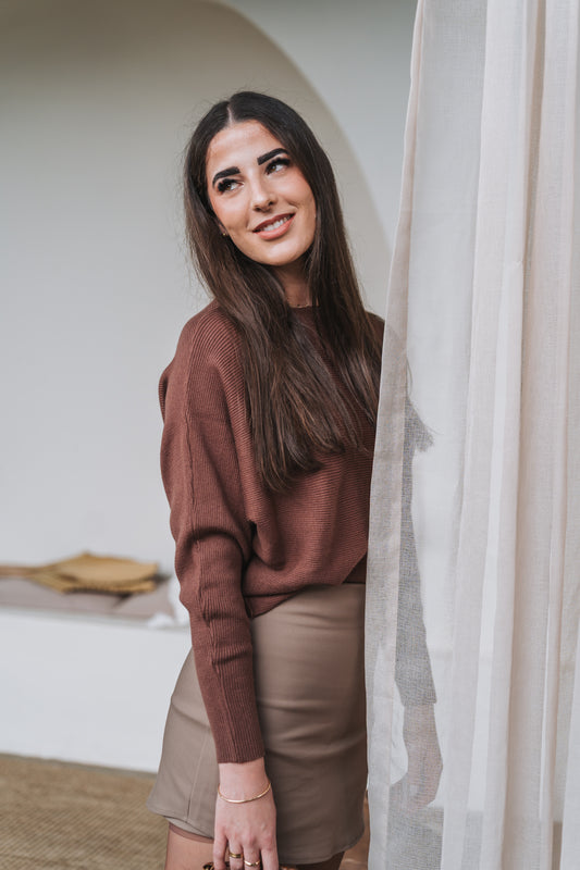 Maddy Jersey Brown | Available in Sizes S, M ,L