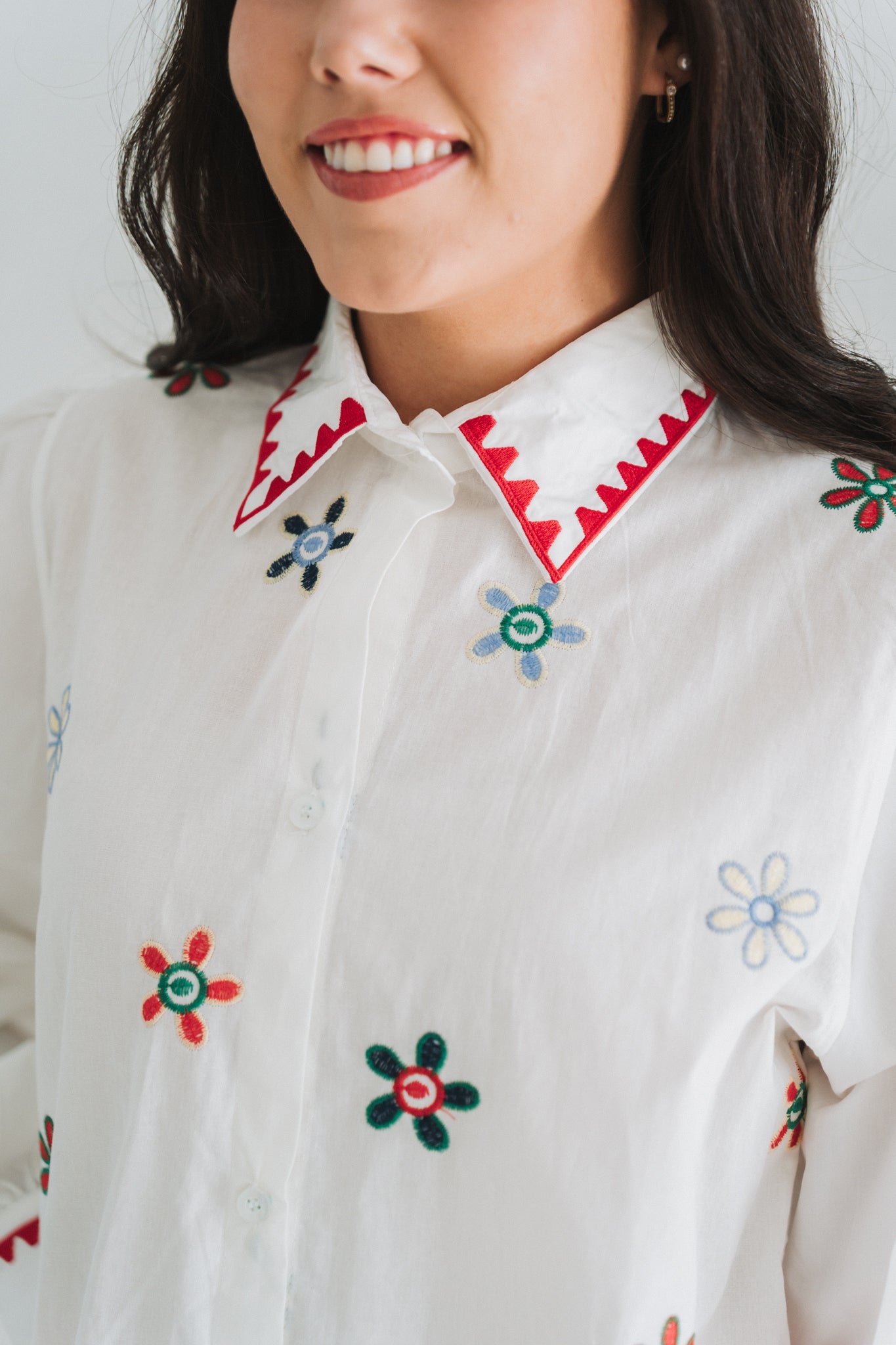 Floral Embossed Blouse | One Size 32-36