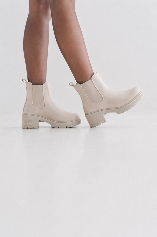 Block Heel Chelsea Boot Cream
